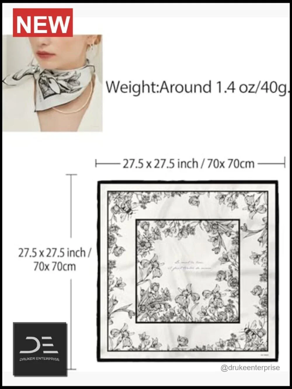 Silk Lightweight Fashion Scarf For Women - Head Hair Bandana Neck Scarf Wrap